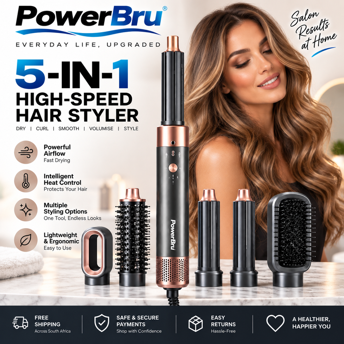 PowerBru 5-in-1 High-Speed Hair Styler main image