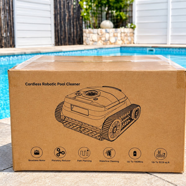 PowerBru cordless robotic pool cleaner packaging