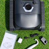 PowerBru cordless robotic pool cleaner with accessories