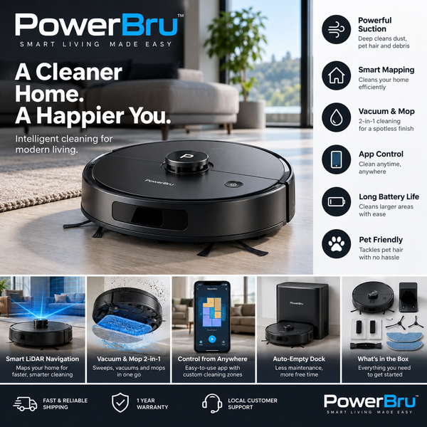 PowerBru Self-Cleaning Robot Vacuum & Mop premium product image