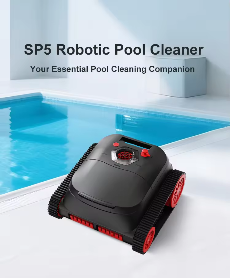 SP5 robotic pool cleaner beside swimming pool