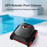 SP5 robotic pool cleaner beside swimming pool